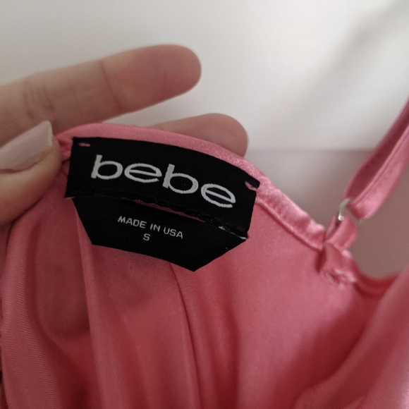 Bebe Satin Draped Neck Slip Dress - Picture 3 of 7